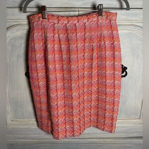 Doncaster Pink Orange‎ Sparkly Tweed Pencil Skirt Office Preppy Quiet Luxury